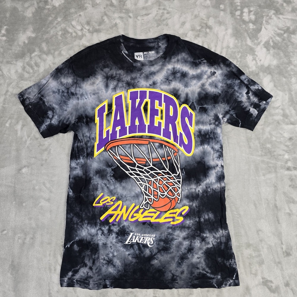 Young & Reckless YR Los Angeles Lakers Tie Dye Mens Tshirt Medium Black NBA